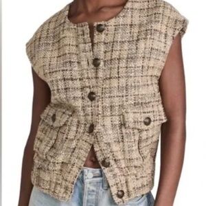 L'AGENCE Brown Tweed Buttoned Vest